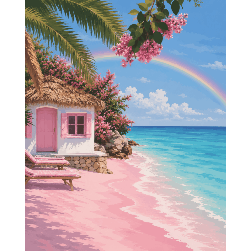 Pink Sand Beach | Paint by Number- Paint by Numbers