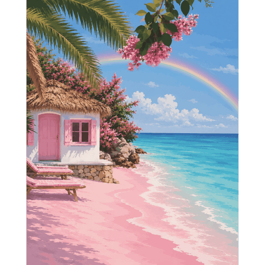 Pink Sand Beach | Paint by Number- Paint by Numbers