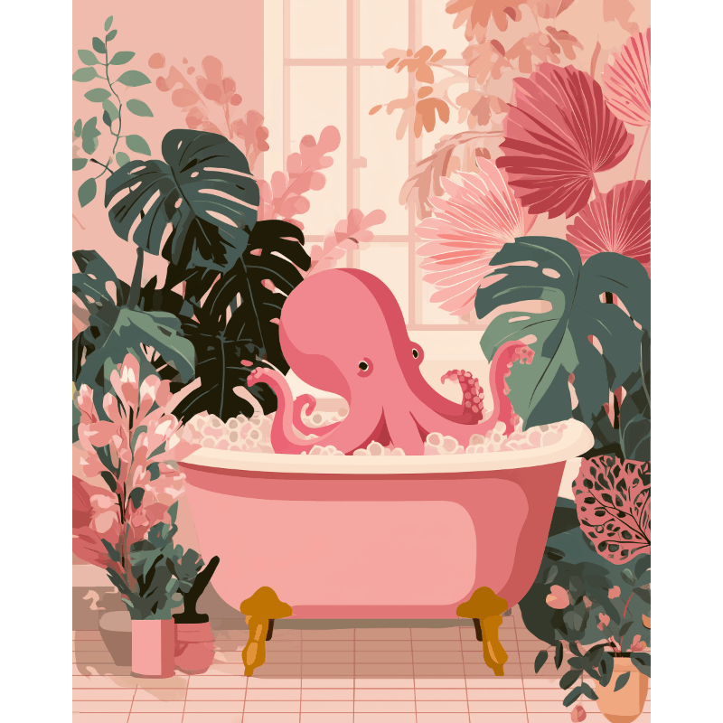 Bathing Octopus | Paint by Number- Paint by Numbers