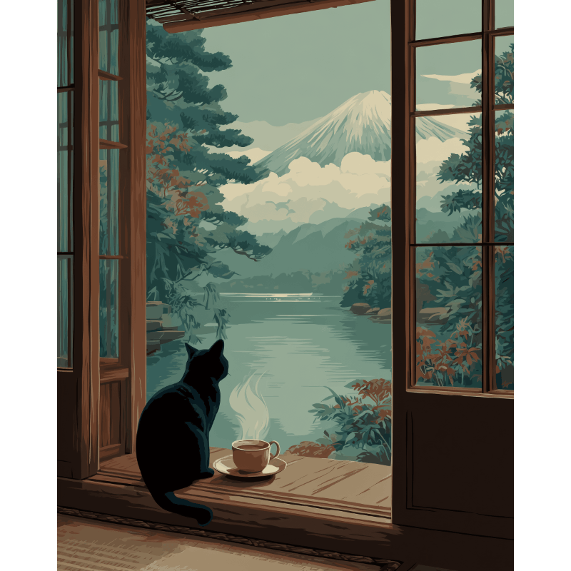 Morning at Fuji | Paint by Number- Paint by Numbers