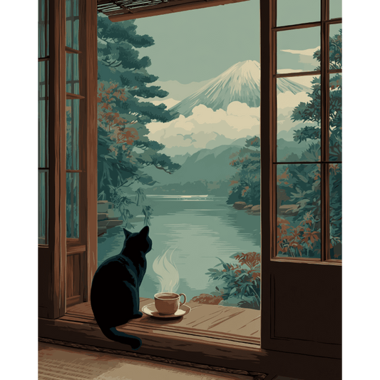 Matin au Fuji | Peinture par numéros- Peinture par numéros
