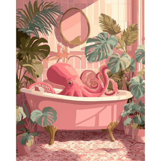 Bain Pieuvre Rose | Peinture par numéros