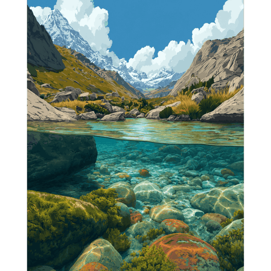 Beneath the Rocky Mountains | Paint by Number - Paint by numbers