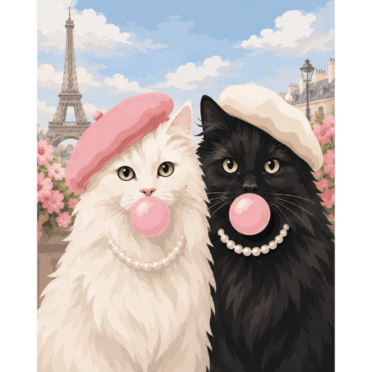 Glamour du Ronronnement Parisien | Peinture par numéros - Peinture par numéros