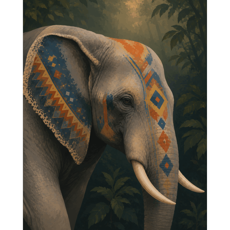 Tribal Elephant | Paint by Number- Paint by Numbers