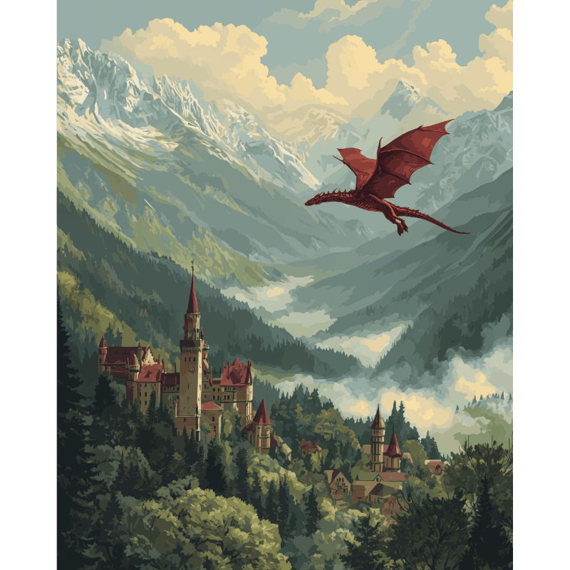 Valley of Dragons | Paint by Number- Paint by Numbers
