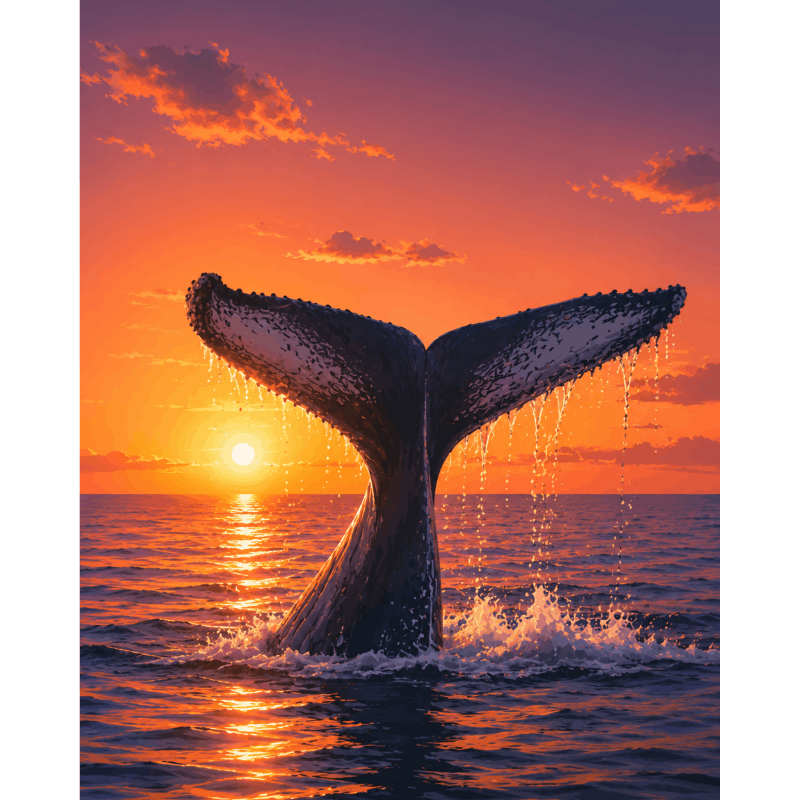 Whale Tail Sunset | Paint by Number- Paint by Numbers
