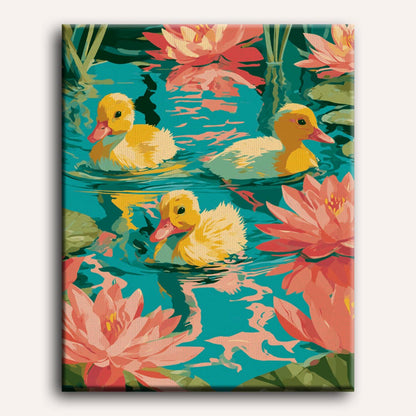 Three Yellow Ducklings | Paint by Number
