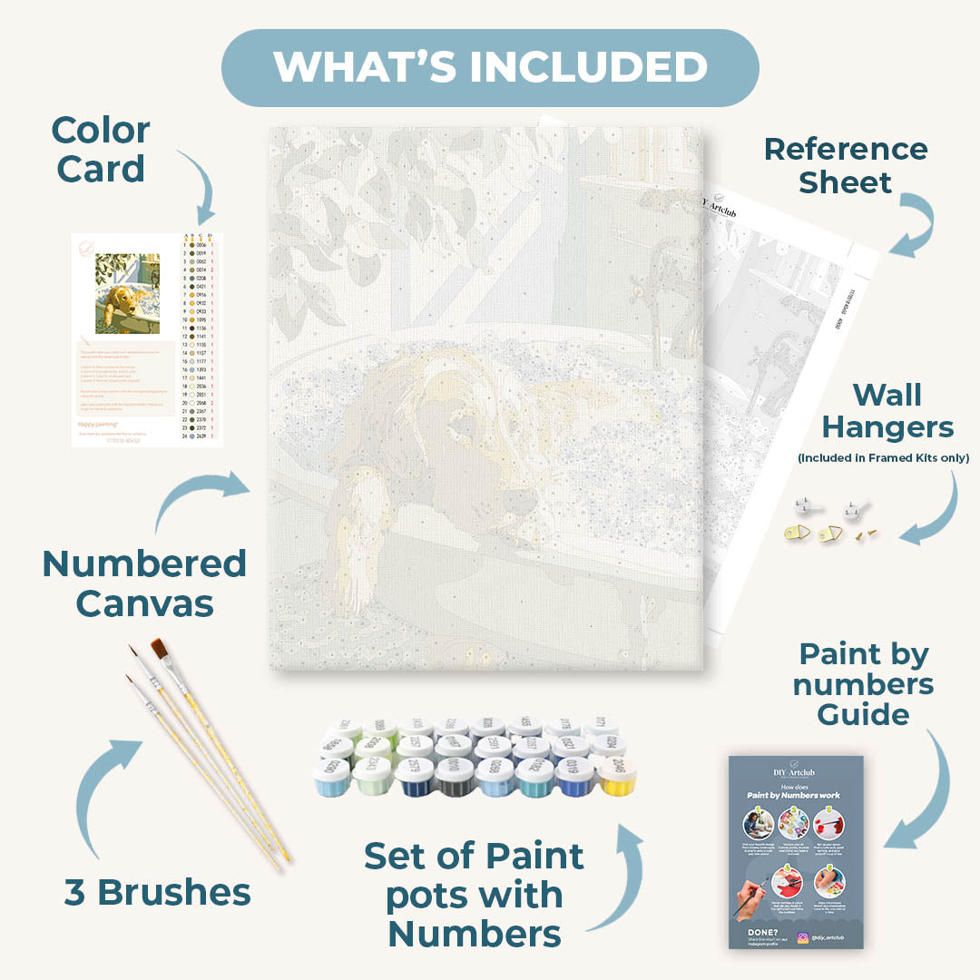 Golden Retriever in the Bath | Paint by Number