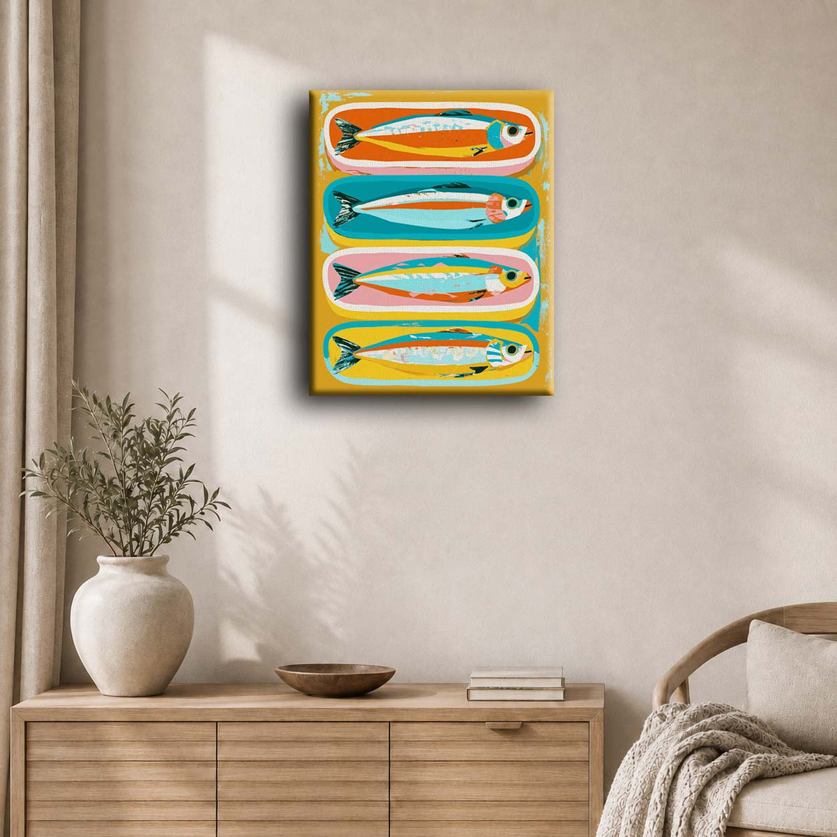 Fire sardiner | Maleri etter tall