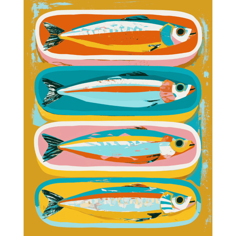 Four Sardines | Paint by Number- Paint by Numbers