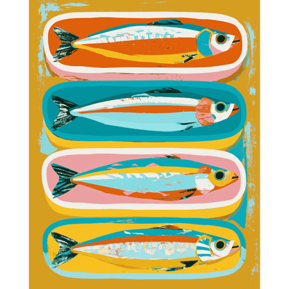 Four Sardines | Paint by Number- Paint by Numbers