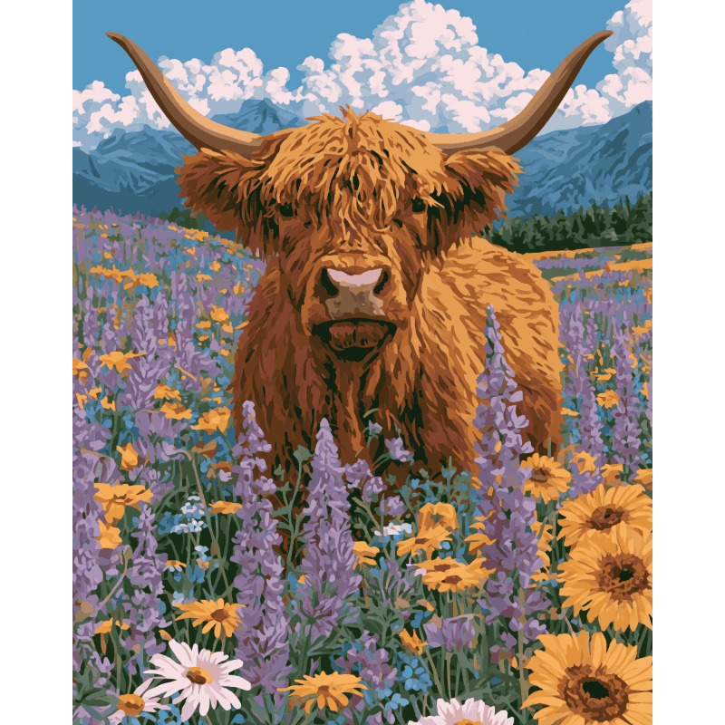 Wildflower Highland | Paint by Number- Paint by Numbers
