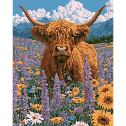 Wildflower Highland | Paint by Number- Paint by Numbers
