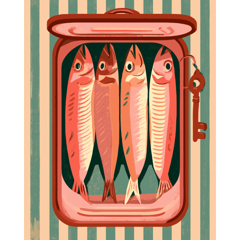Pink Sardines | Paint by Number- Paint by Numbers
