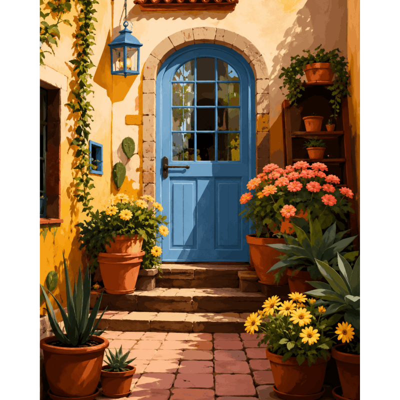 Courtyard in Bloom | Paint by Number- Paint by Numbers
