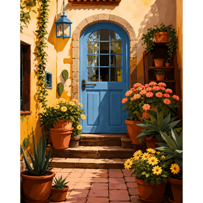 Courtyard in Bloom | Paint by Number- Paint by Numbers