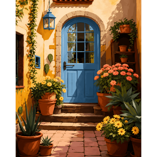 Courtyard in Bloom | Paint by Number- Paint by Numbers