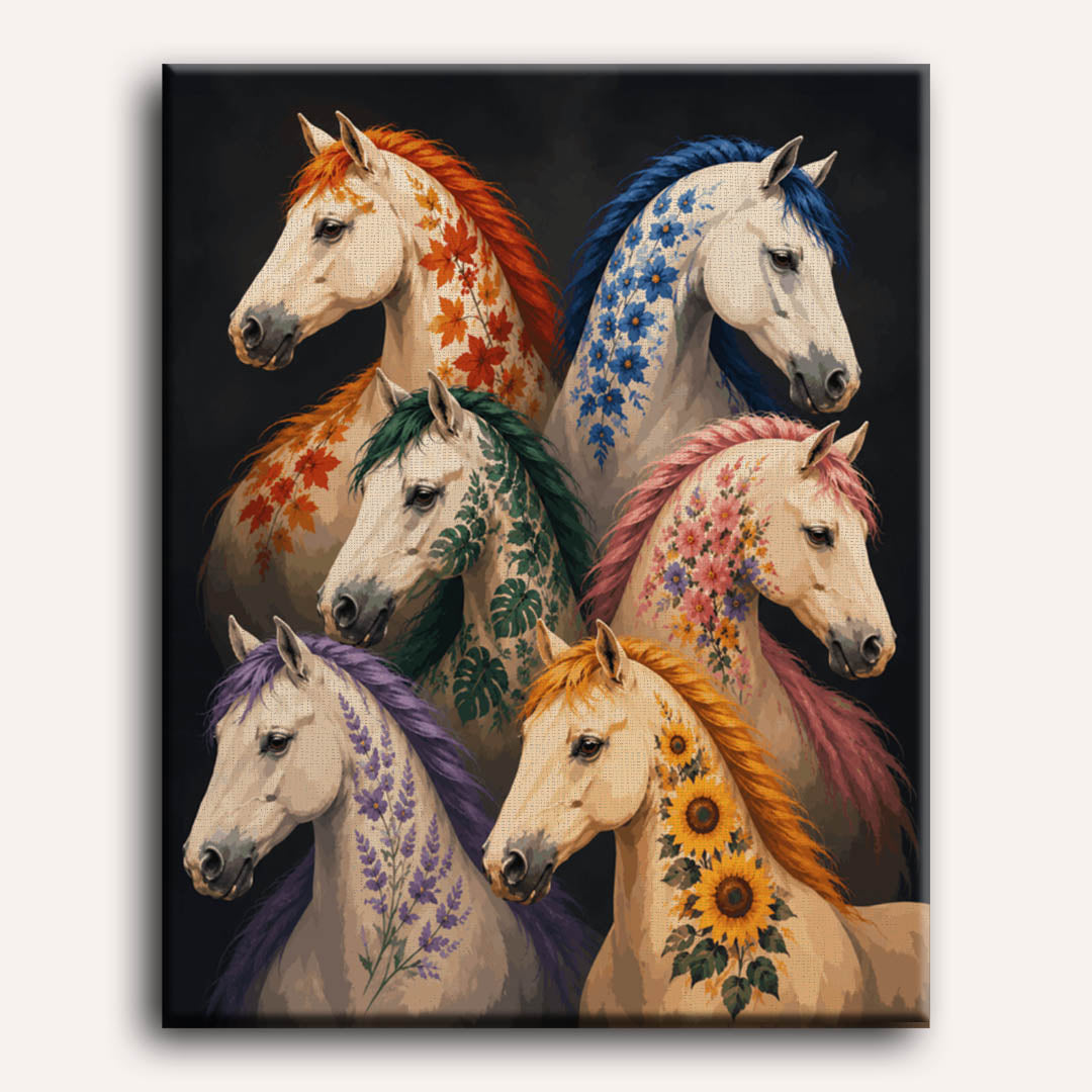 Floral Horses | Paint by Number