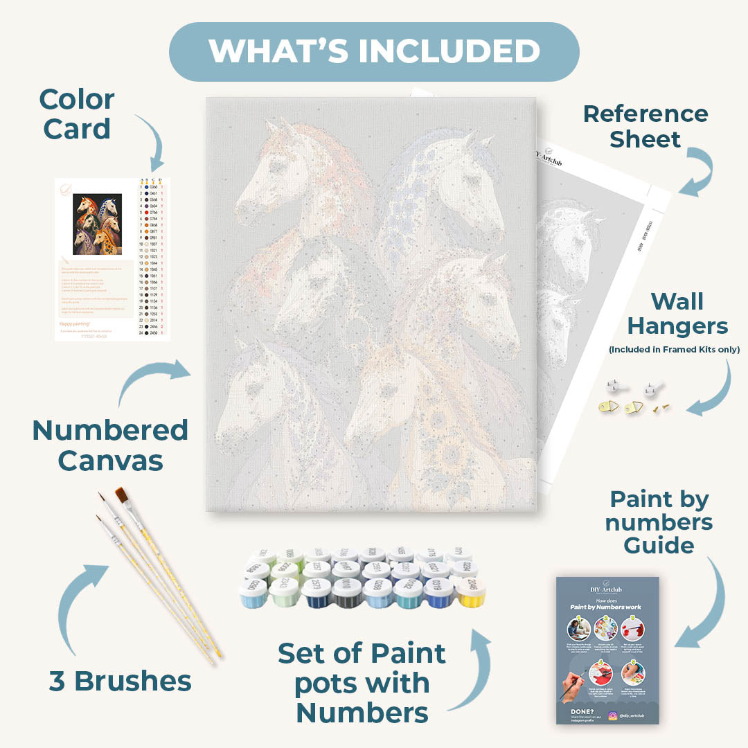 Floral Horses | Paint by Number