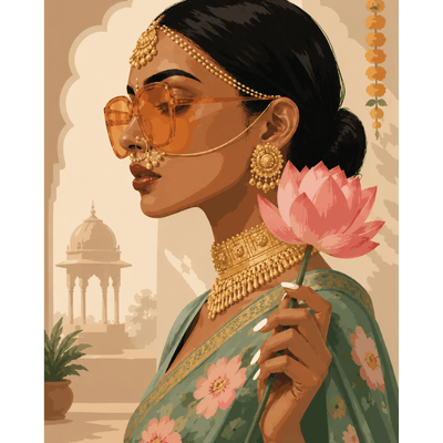 Lotus & Gold | Paint by Number