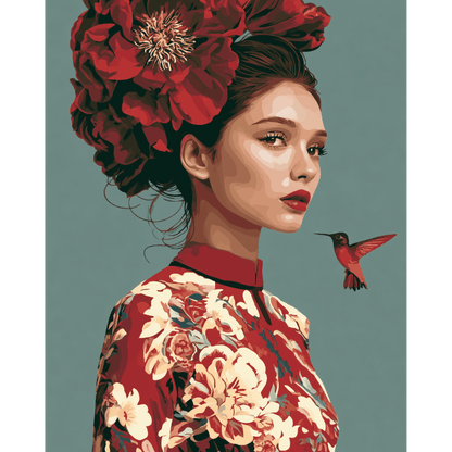 Muse Floraison Écarlate | Peinture par numéros