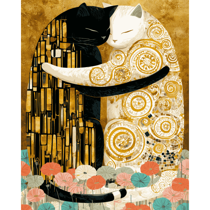 Baiser par Chats | Peinture par numéros- Peinture par numéros