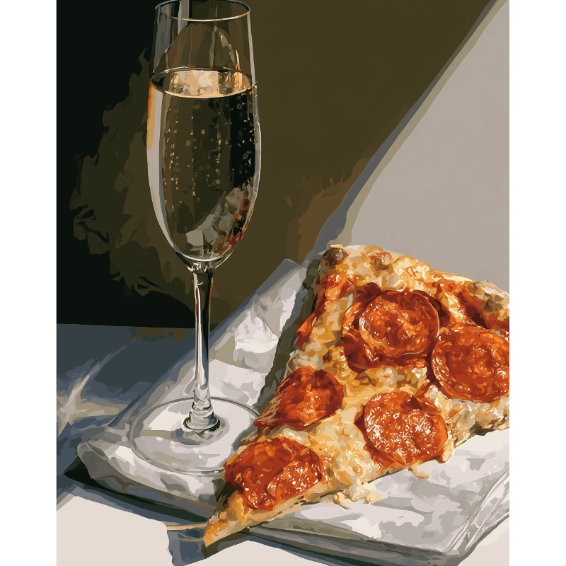 Champagne & Pizza | Paint by Number- Paint by Numbers