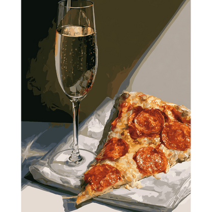 Champagne & Pizza | Paint by Number- Paint by Numbers