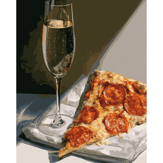 Champagne & Pizza | Paint by Number- Paint by Numbers