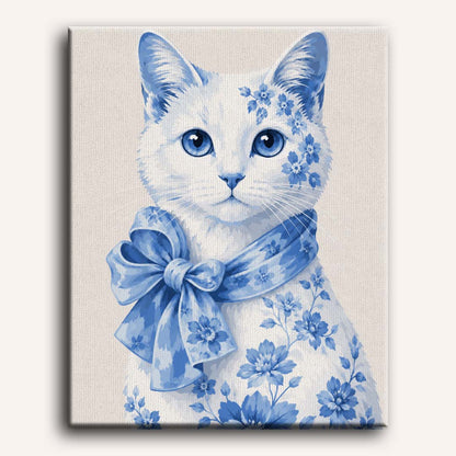 Delft Blue Kitten | Paint by Number