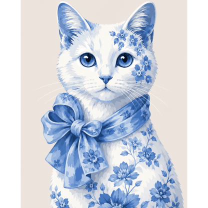Delft Blue Kitten | Paint by Number- Paint by Numbers