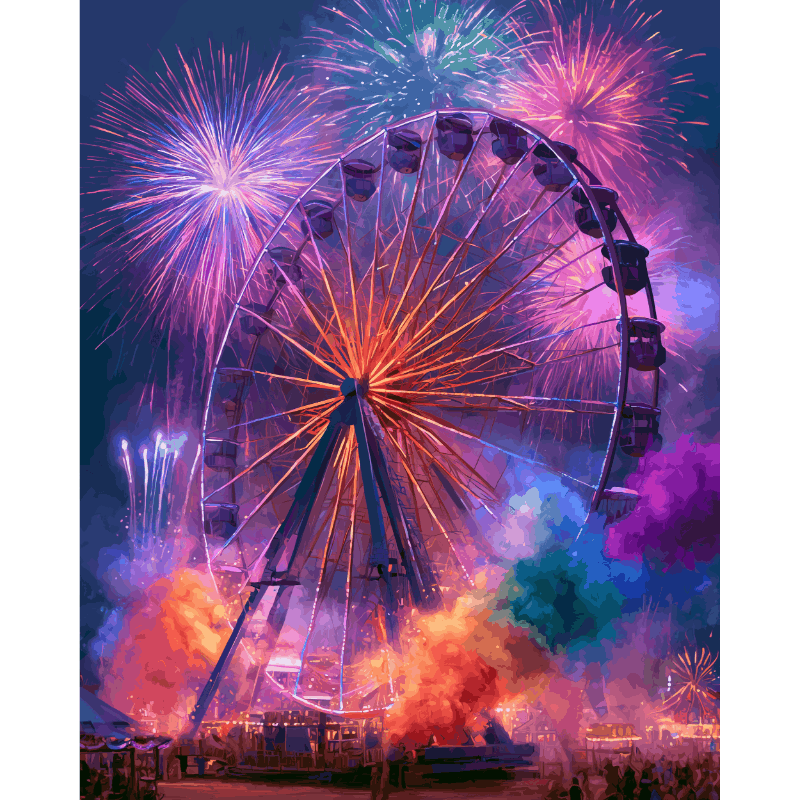 Fireworks Evening | Paint by Number- Paint by Numbers
