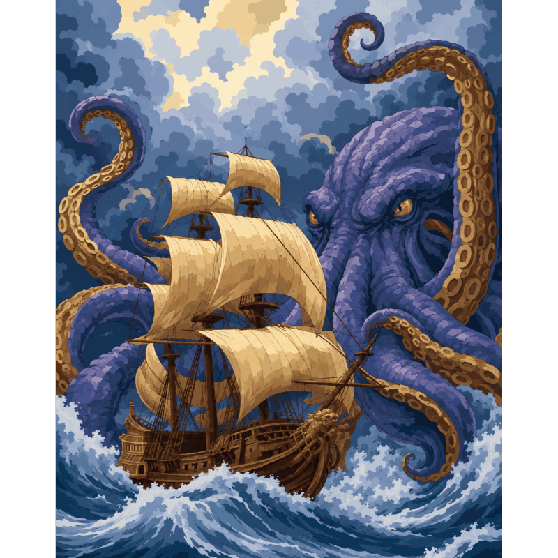 Kraken Storm | Paint by Number- Paint by Numbers