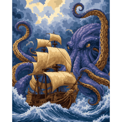 Kraken Storm | Paint by Number- Paint by Numbers