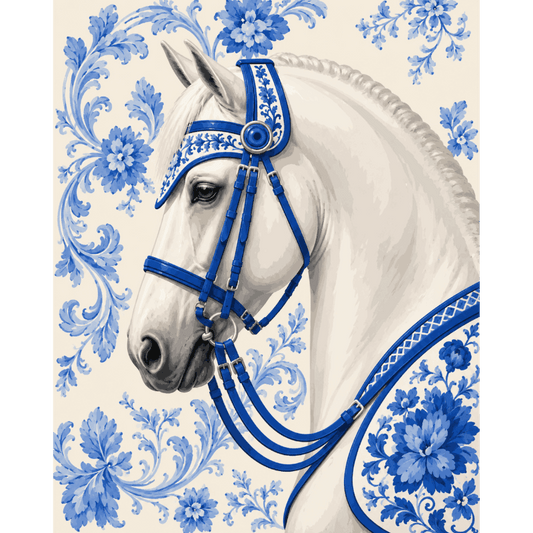 Porcelain Royal Horse | Paint by Number- Paint by Numbers