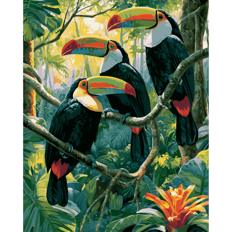 Rainforest Trio | Paint by Number- Paint by Numbers