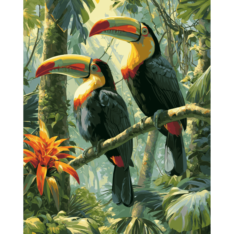 Tropical Toucans | Paint by Number- Paint by Numbers