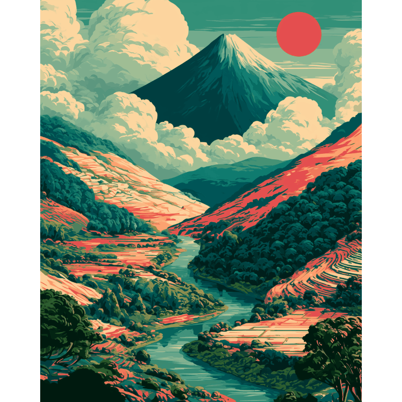 Japanese Valley | Paint by Number - Paint by numbers