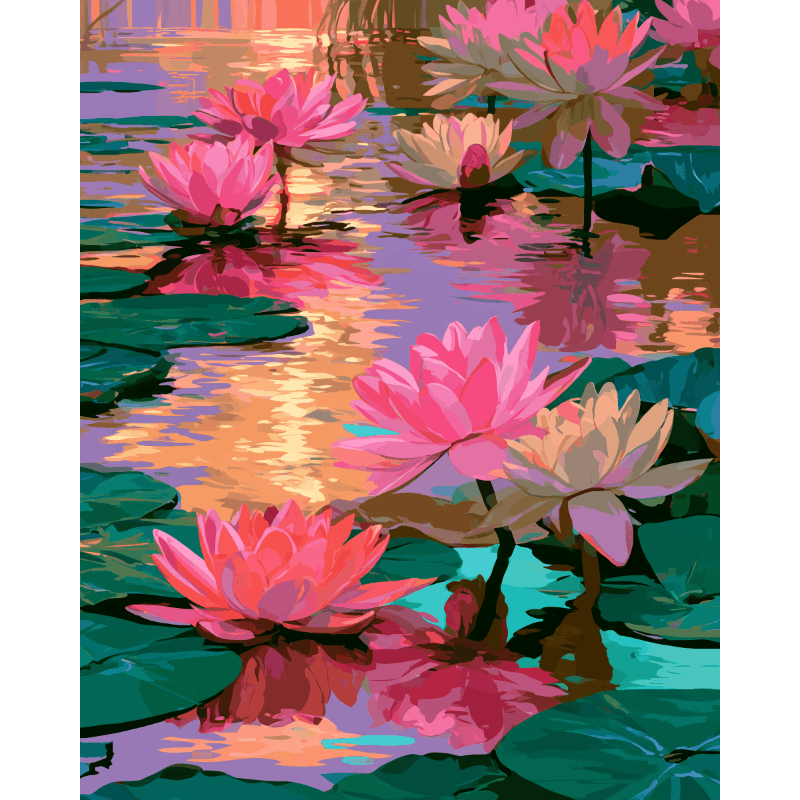 Sunset Lilies | Paint by Number- Paint by Numbers