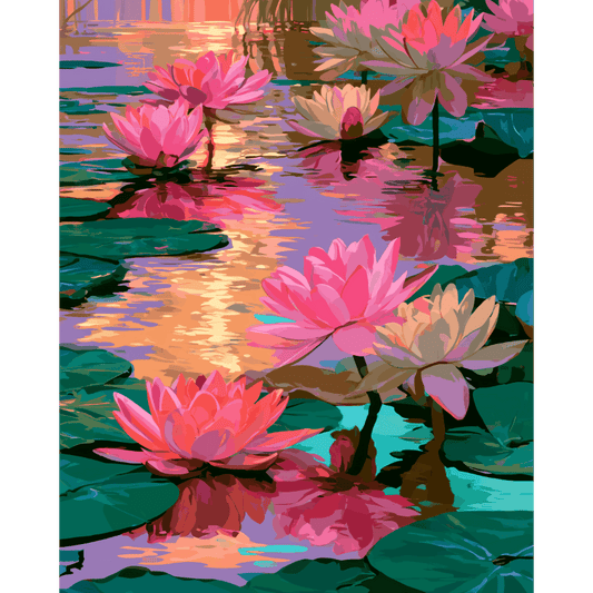 Sunset Lilies | Paint by Number- Paint by Numbers