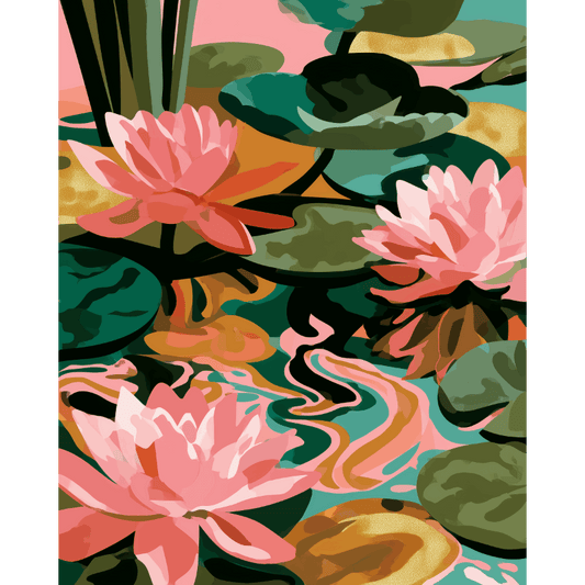 The Lotus Pond | Paint by Number- Paint by Numbers