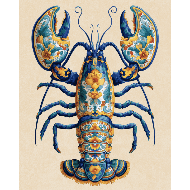 Italian Majolica Lobster | Paint by Number- Paint by Numbers