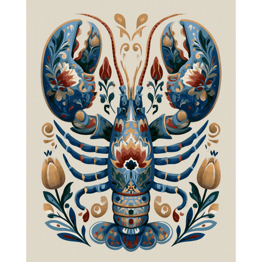 Scandinavian Folk Lobster | Paint by Number- Paint by Numbers
