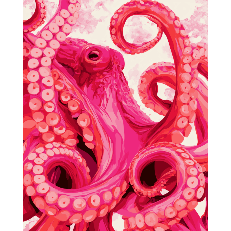 The Pink Kraken | Paint by Number- Paint by Numbers