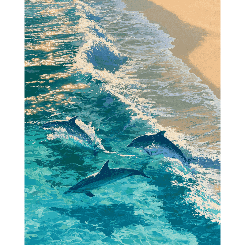 Where Dolphins Dance | Paint by Number- Paint by Numbers