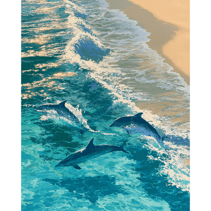 Where Dolphins Dance | Paint by Number- Paint by Numbers