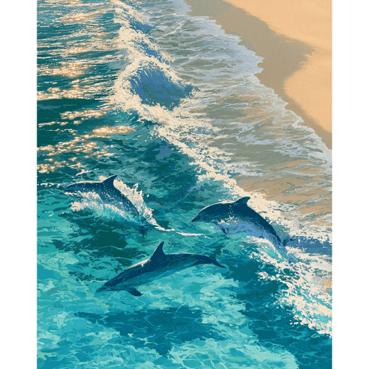 Where Dolphins Dance | Paint by Number- Paint by Numbers