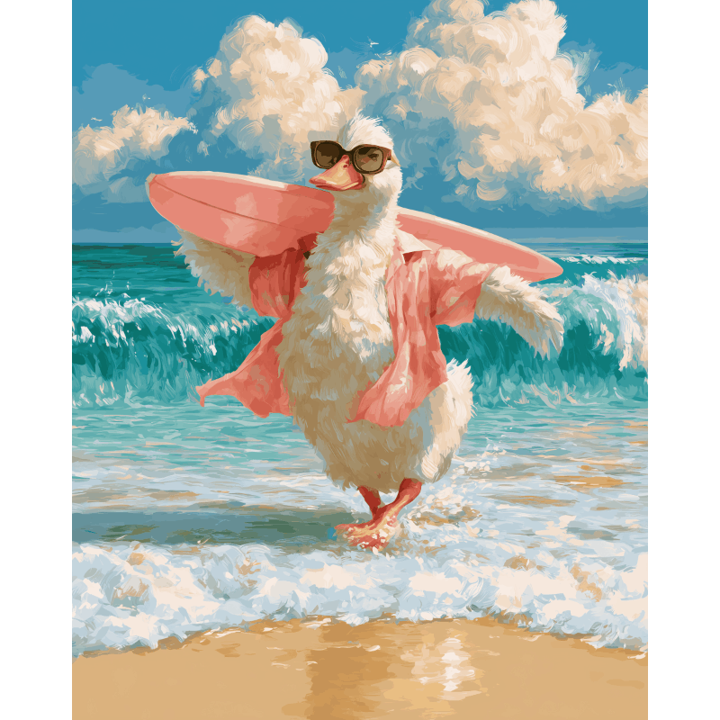 The Surfing Duck | Paint by Number- Paint by Numbers