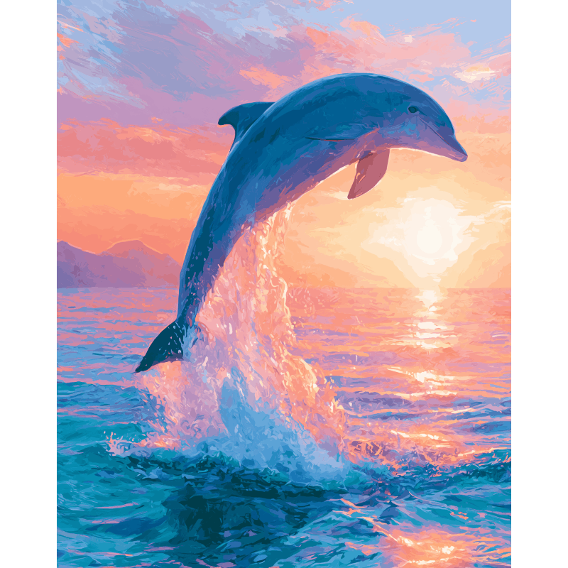 Leaping Dolphin | Paint by Number- Paint by Numbers
